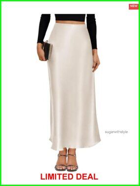 Satin High Waisted A Line Maxi Skirt